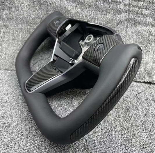 Model 3/Y Yoke Steering Wheel ( Black Full Carbon ) Tialloyelf