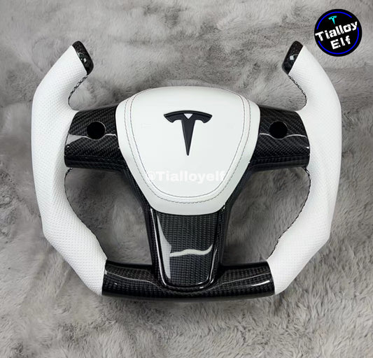 Customized bullhorn style steering wheel for 3/Y Tialloyelf