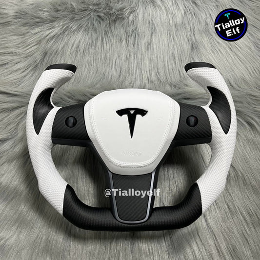 3/Y Round Custom White Steering Wheel Tialloyelf
