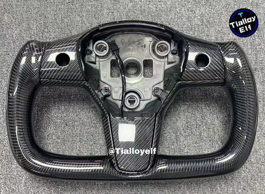 Model 3/Y Yoke Steering Wheel (Full Carbon Gloss) Tialloyelf