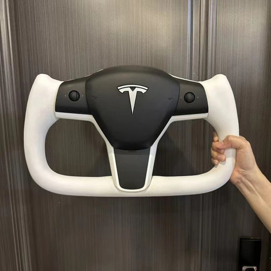 Model 3/Y Yoke Steering Wheel ( White and Black ) Tialloyelf