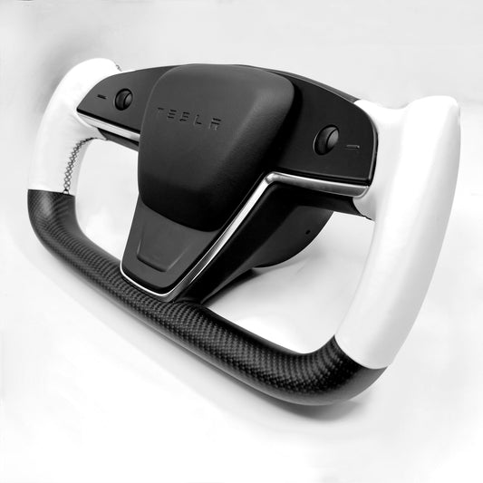 2021-2023 | Model S & X Yoke Heated Steering Wheel - Real Molded Carbon Fiber Jean