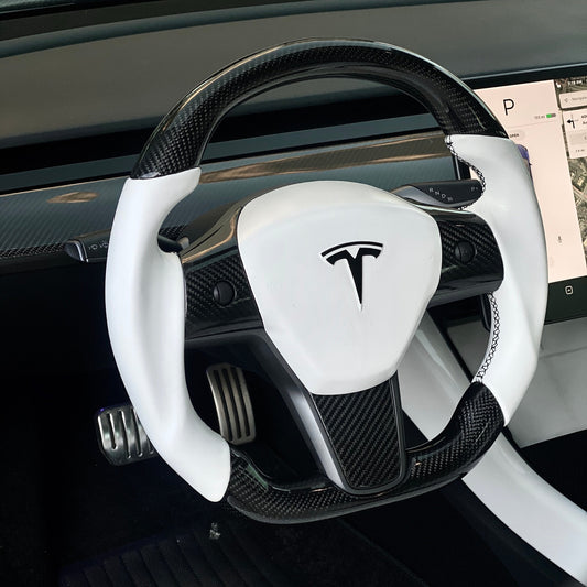 Model 3 & Y - Sport Grip Steering Wheel - Real Molded Carbon Fiber Jean