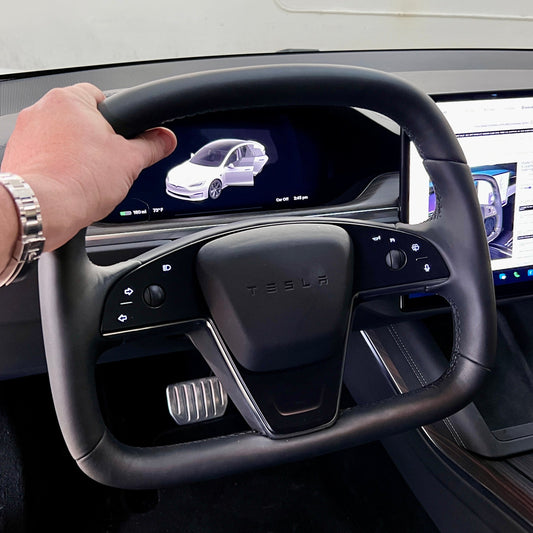 2021-2023 | Model S & X Leather Yoke D-Round Steering Wheel Jean