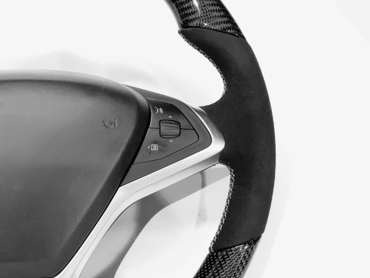 2012-2021 Model S & X Carbon Fiber Steering Wheel - Alcantara Handles Jean