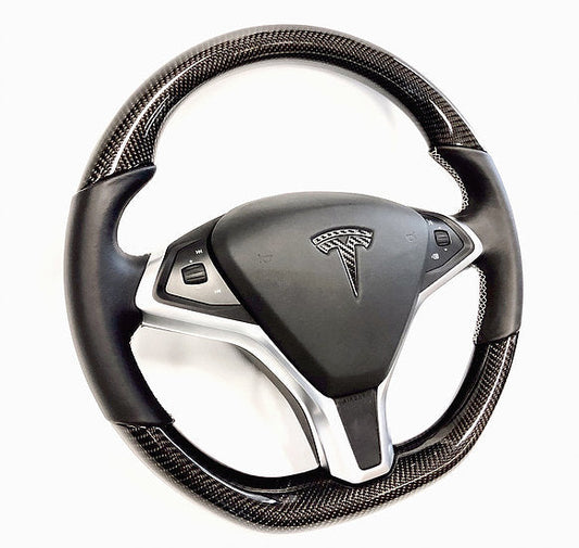2012-2021 Model S & X Carbon Fiber Steering Wheel - Glossy Finish Jean
