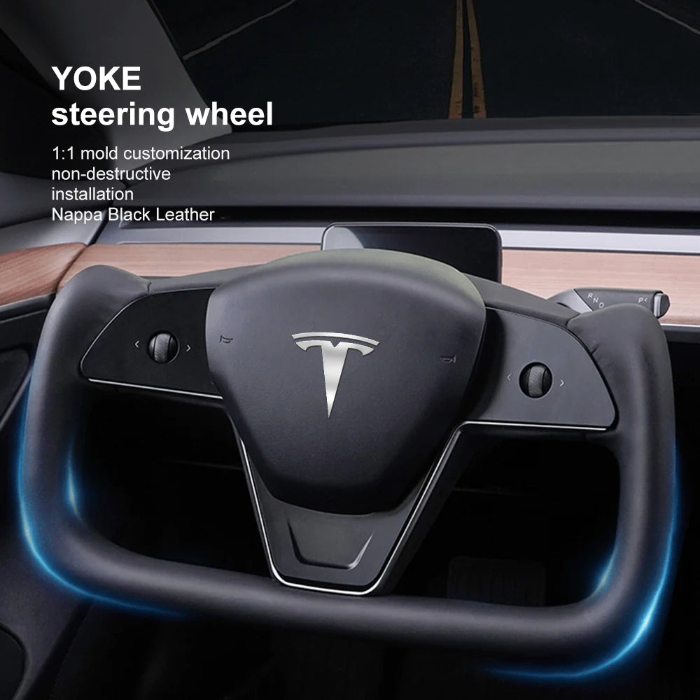 Model 3/Y Yoke Steering Wheel ( Black2 ) Tialloyelf