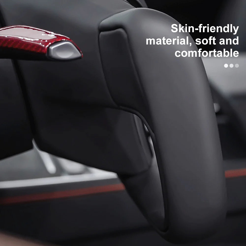 Model 3/Y Yoke Steering Wheel ( White and Red Center Carbon Fiber ) Tialloyelf