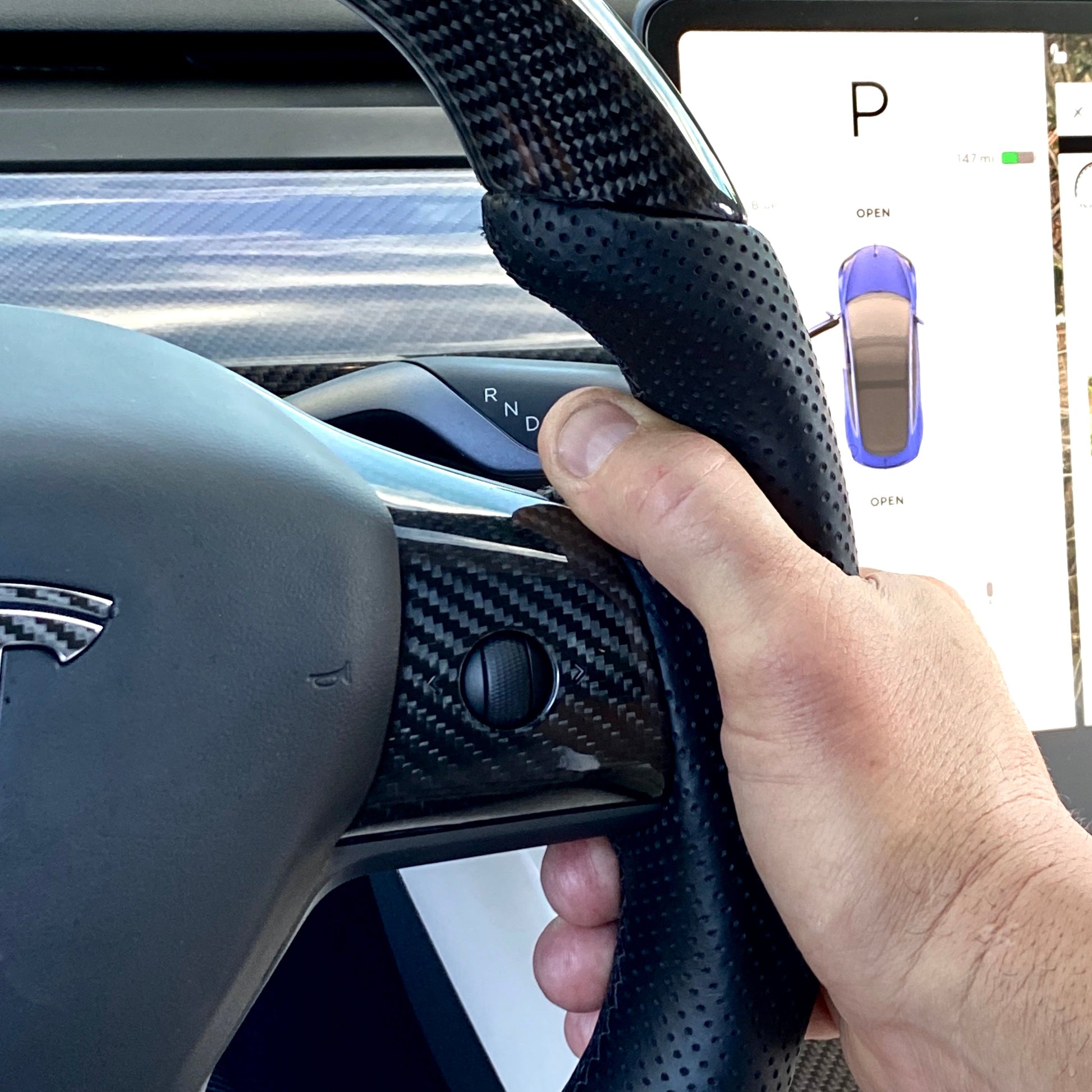 Model 3 & Y - Sport Grip Steering Wheel - Real Molded Carbon Fiber Jean