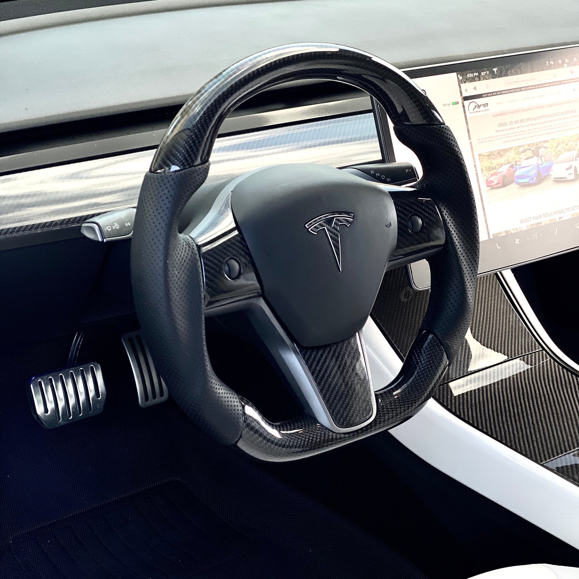 Model 3 & Y - Sport Grip Steering Wheel - Real Molded Carbon Fiber Jean