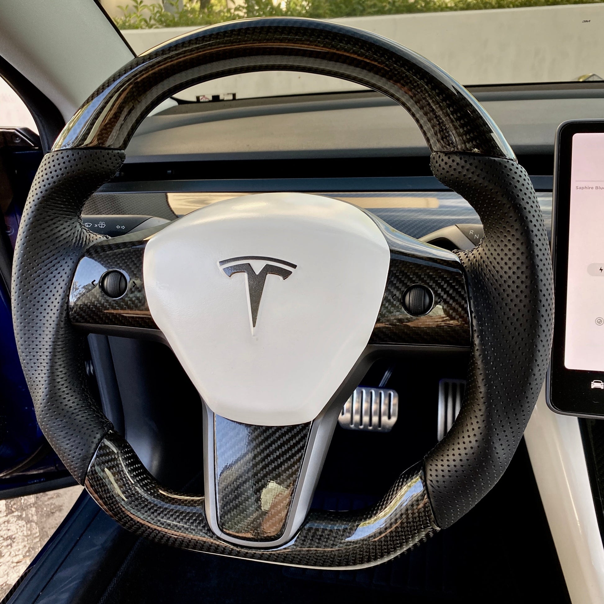 Model 3 & Y - Sport Grip Steering Wheel - Real Molded Carbon Fiber Jean