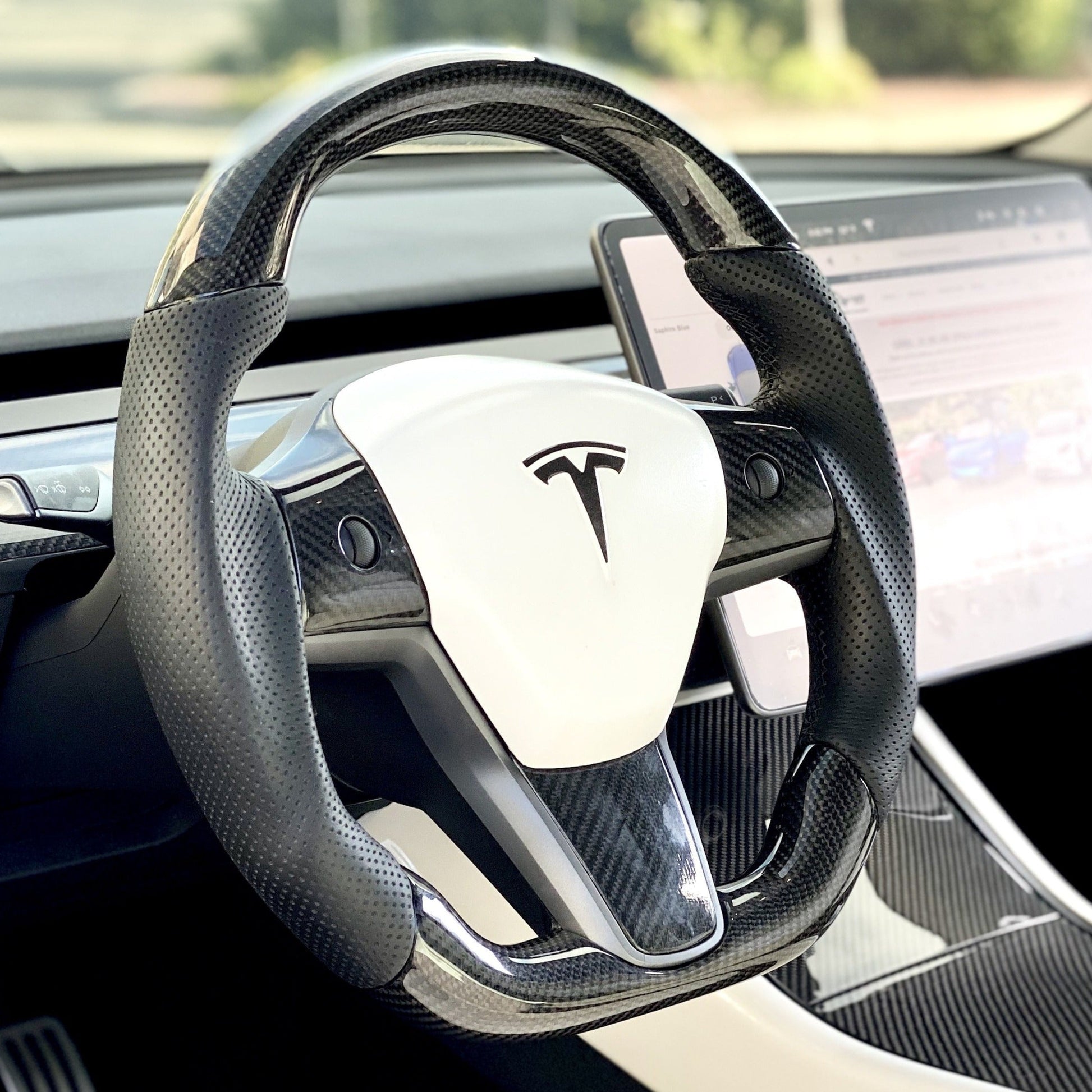 Model 3 & Y - Sport Grip Steering Wheel - Real Molded Carbon Fiber Jean