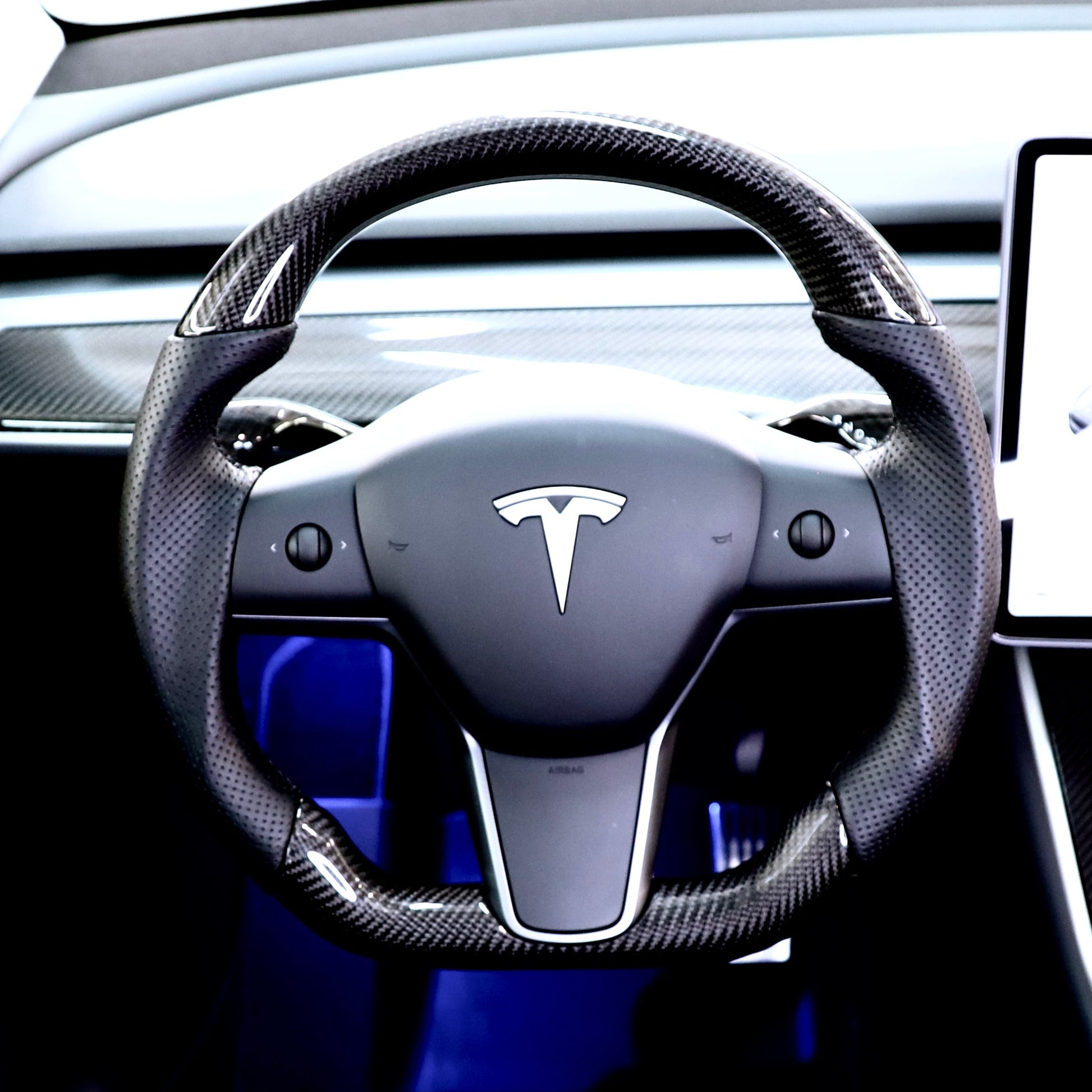 Model 3 & Y - Sport Grip Steering Wheel - Real Molded Carbon Fiber Jean