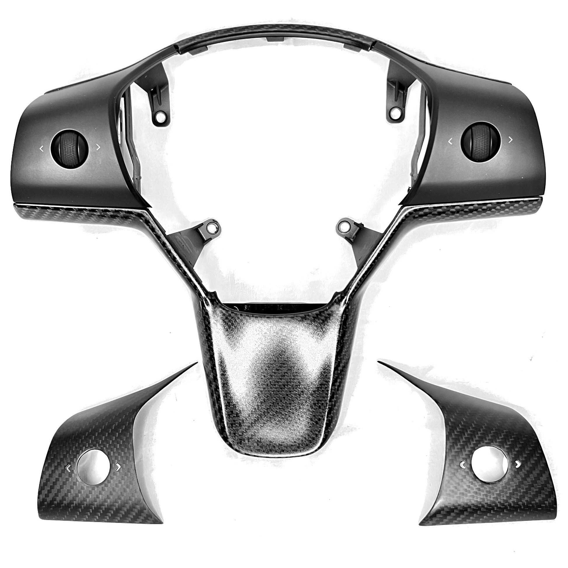 Model 3 & Y Yoke Style Steering Wheel - Carbon Fiber & White Leather Handles Jean