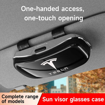 Tesla Car Sun Visor Glasses Case, Easy Access & Secure Storage, Thick Sponge Lining, Anti-Shake & Non-Falling Design
