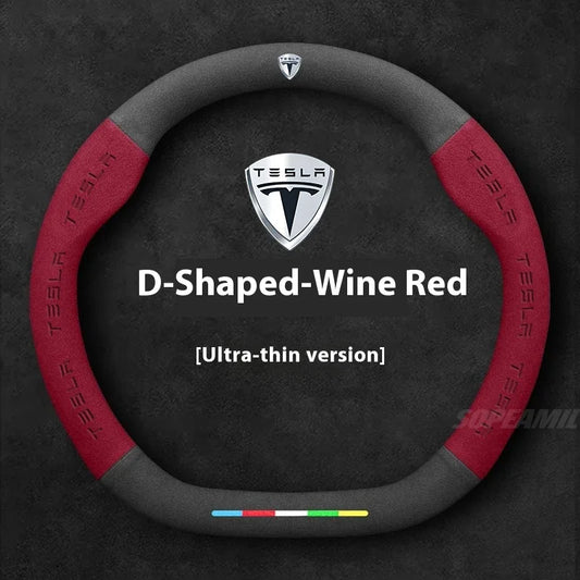 Suede Anti-Slip Breathable Steering Wheel Cover for Tesla Model 3 Y S X Roadster | Auto Interior Accessories