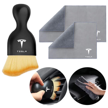 Tesla Suede Cleaning Brush & Cloth | Fits Model 3/Y/S/X