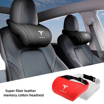 Tesla Exclusive Leather Neck Pillow | Fits Model 3/S/X/Y/Cybertruck/Roadster